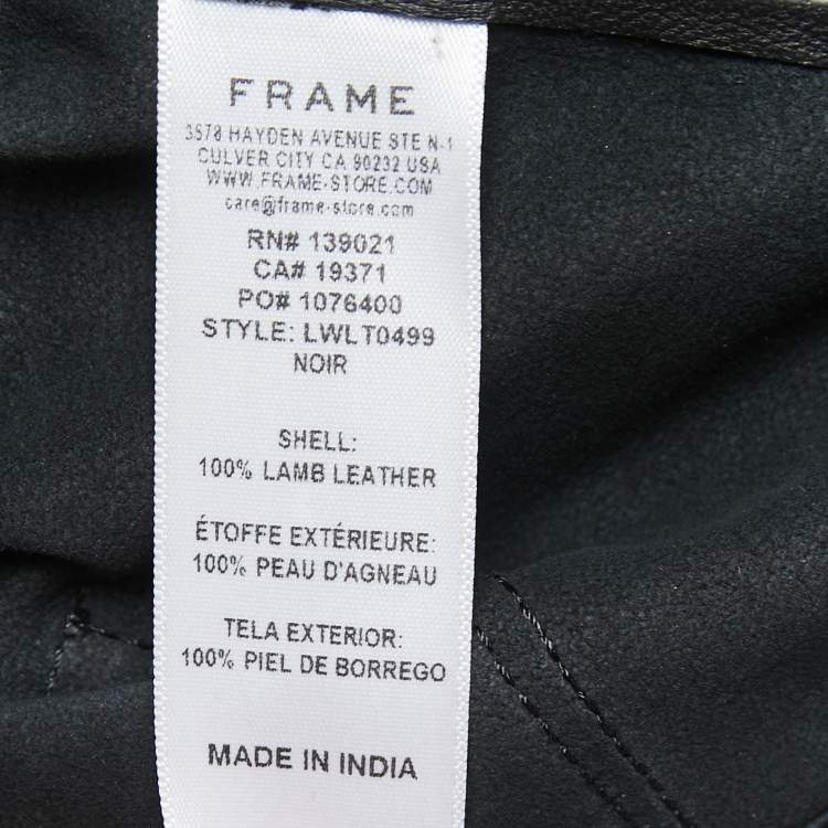 Pre Owned Frame Black Leather Button Front Half Sleeve Shirt S