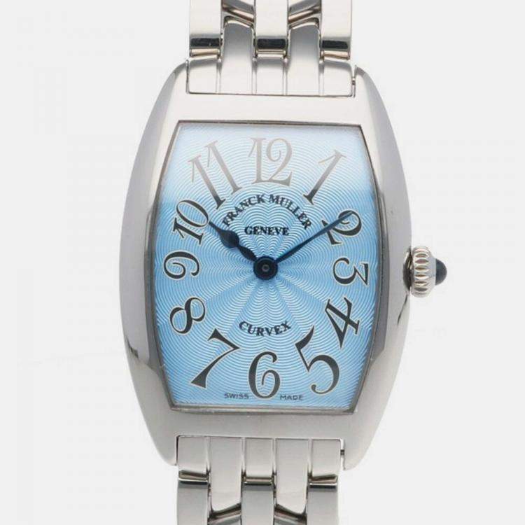 Pre Owned Franck Muller Blue Stainless Steel Tonneau Curvex Quartz Women's Wristwatch 25 mm