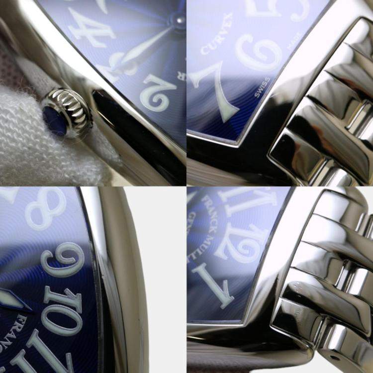 Pre Owned Franck Muller Blue Stainless Steel Cintree Curvex 1752QZ AC Quartz Women's Wristwatch 25 mm