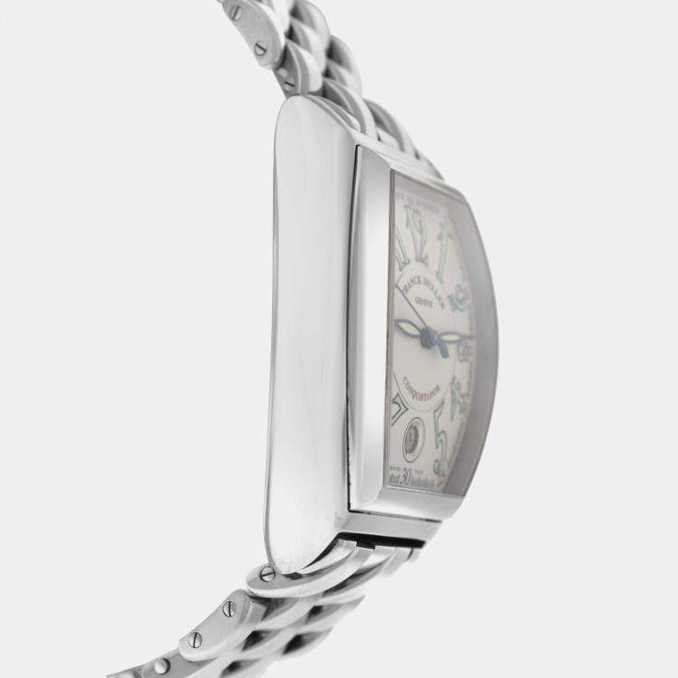 Pre Owned Franck Muller White Stainless Steel Conquistador 8000SC Automatic Women's Wristwatch 35 mm
