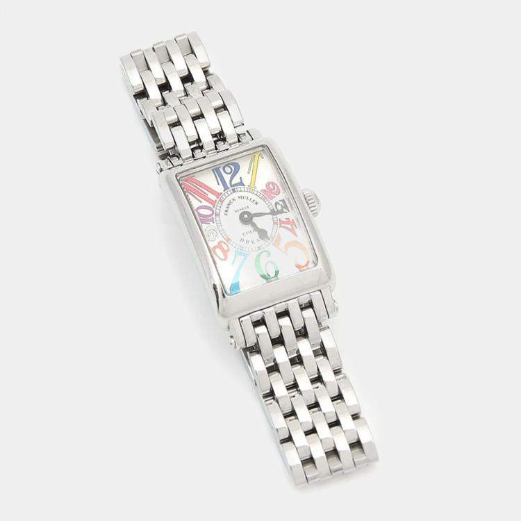 Pre Owned Franck Muller Long Island 802QZCOLDRM Quartz Silver Stainless Steel Women's Wristwatch 32.5 mm