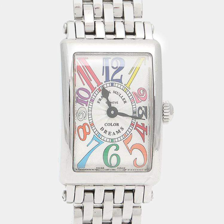 Pre Owned Franck Muller Long Island 802QZCOLDRM Quartz Silver Stainless Steel Women's Wristwatch 32.5 mm