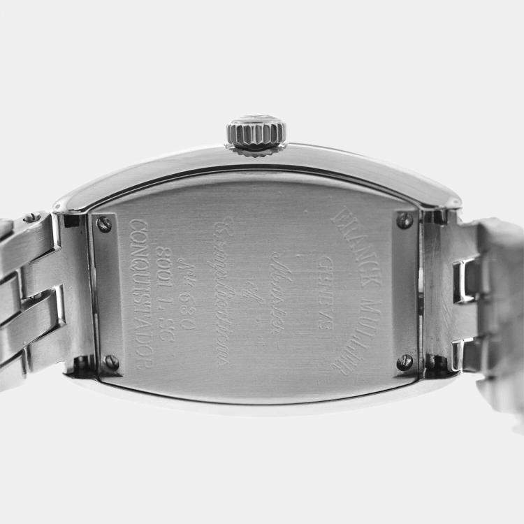 Pre Owned Franck Muller Conquistador 8001 L SC Automatic Black Stainless Steel Women's Wristwatch 28 mm