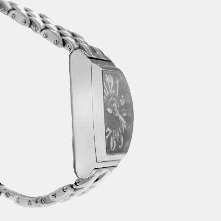 Pre Owned Franck Muller Conquistador 8001 L SC Automatic Black Stainless Steel Women's Wristwatch 28 mm