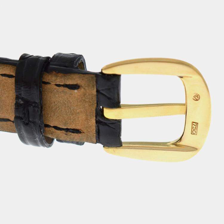 Pre Owned Franck Muller Cintree Curvex 1752QZSUN Quartz Black 18K Rose Gold Women's Wristwatch