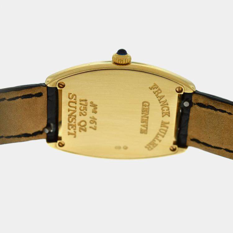Pre Owned Franck Muller Cintree Curvex 1752QZSUN Quartz Black 18K Rose Gold Women's Wristwatch