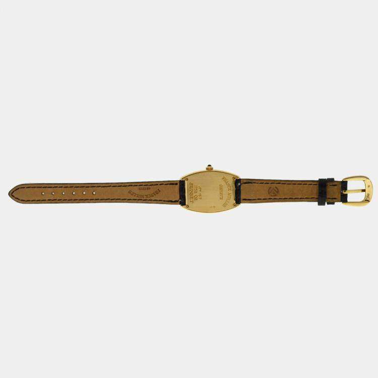 Pre Owned Franck Muller Cintree Curvex 1752QZSUN Quartz Black 18K Rose Gold Women's Wristwatch