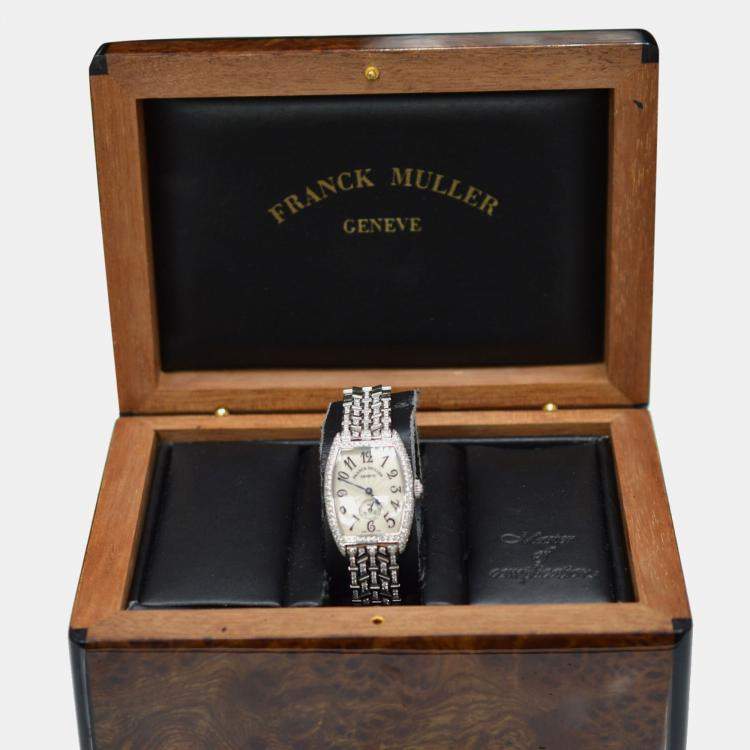 Pre Owned Franck Muller Curvex 1750 S6 D Manual Winding White 18k White Gold Diamond Women's Wristwatch 25 mm