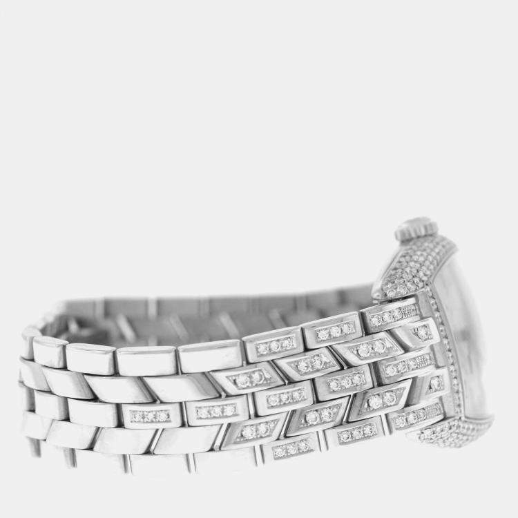 Pre Owned Franck Muller Curvex 1750 S6 D Manual Winding White 18k White Gold Diamond Women's Wristwatch 25 mm