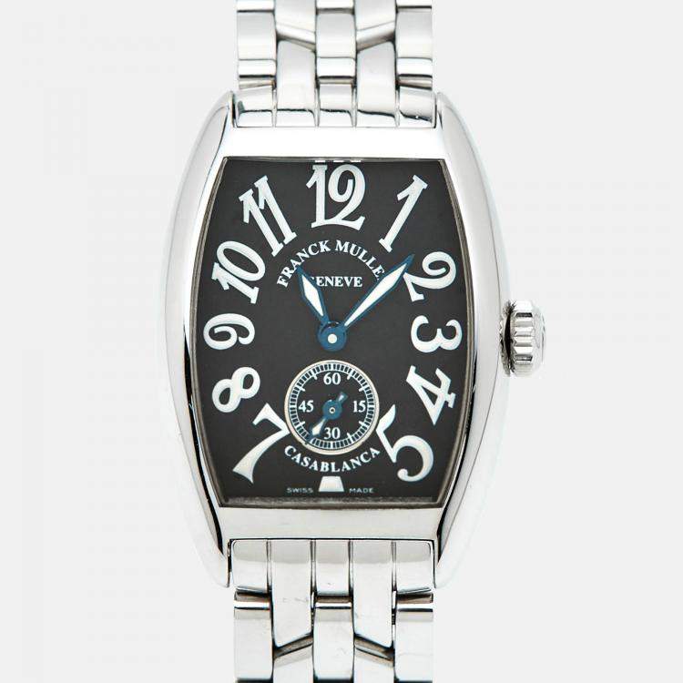 Pre Owned Franck Muller Casablanca 1750S6 Manual Winding Black Dial Stainless Steel Women's Wristwatch 25 mm