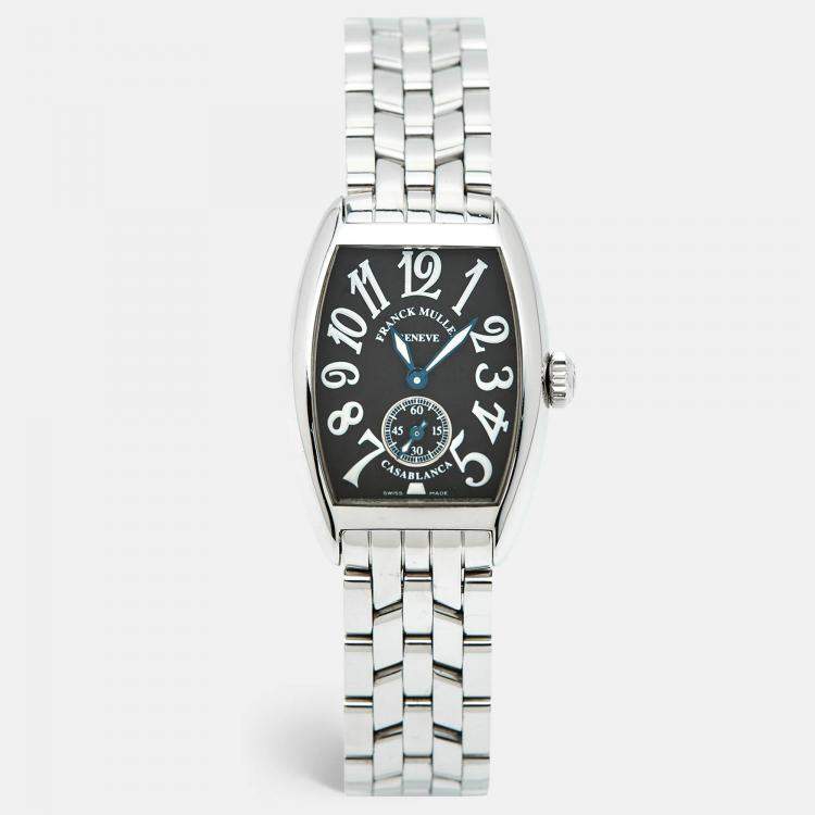 Pre Owned Franck Muller Casablanca 1750S6 Manual Winding Black Dial Stainless Steel Women's Wristwatch 25 mm
