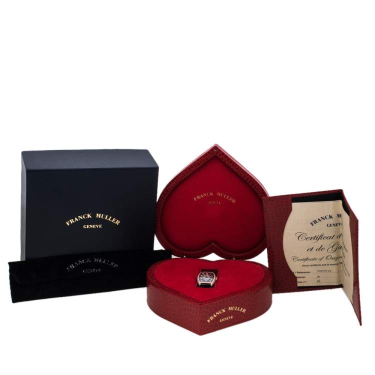 Pre Owned Franck Muller Brown Diamond Pave 18K Rose Gold Cintree Curvex 7502 S6 D CD Women'e Wristwatch 29 mm