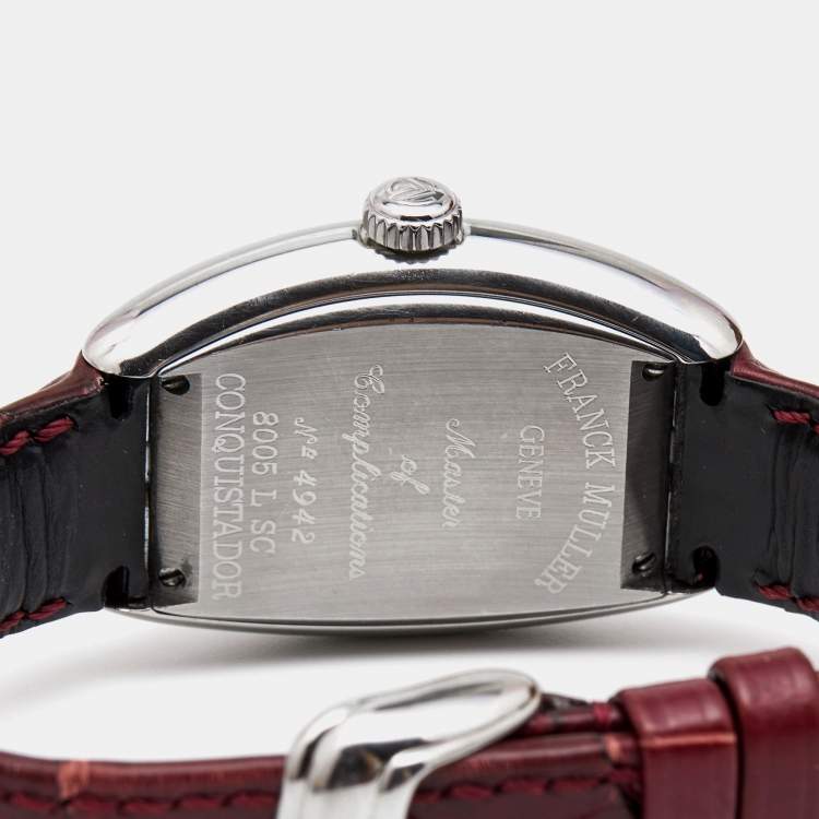Pre Owned Franck Muller Silver Stainless Steel Alligator Conquistador 8005LSC Women's Wristwatch 28 mm