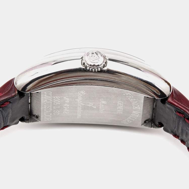 Pre Owned Franck Muller Silver Stainless Steel Alligator Conquistador 8005LSC Women's Wristwatch 28 mm