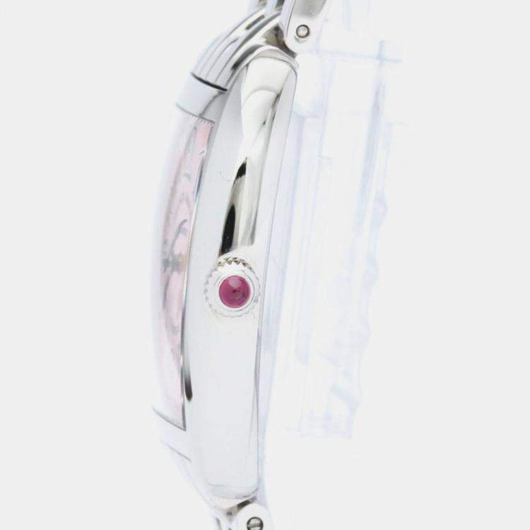 Pre Owned Franck Muller Pink Stainless Steel Cintree Curvex 1752BQZ Quartz Women's Wristwatch 25 mm