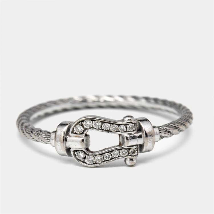 Pre Owned Fred Force 10 Diamond 18k White Gold Ring Size 54