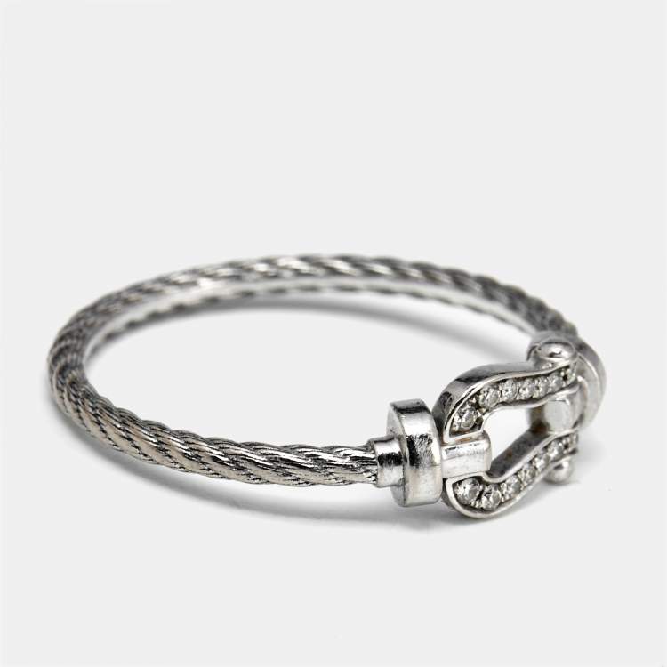 Pre Owned Fred Force 10 Diamond 18k White Gold Ring Size 54