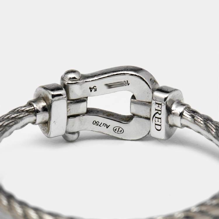 Pre Owned Fred Force 10 Diamond 18k White Gold Ring Size 54