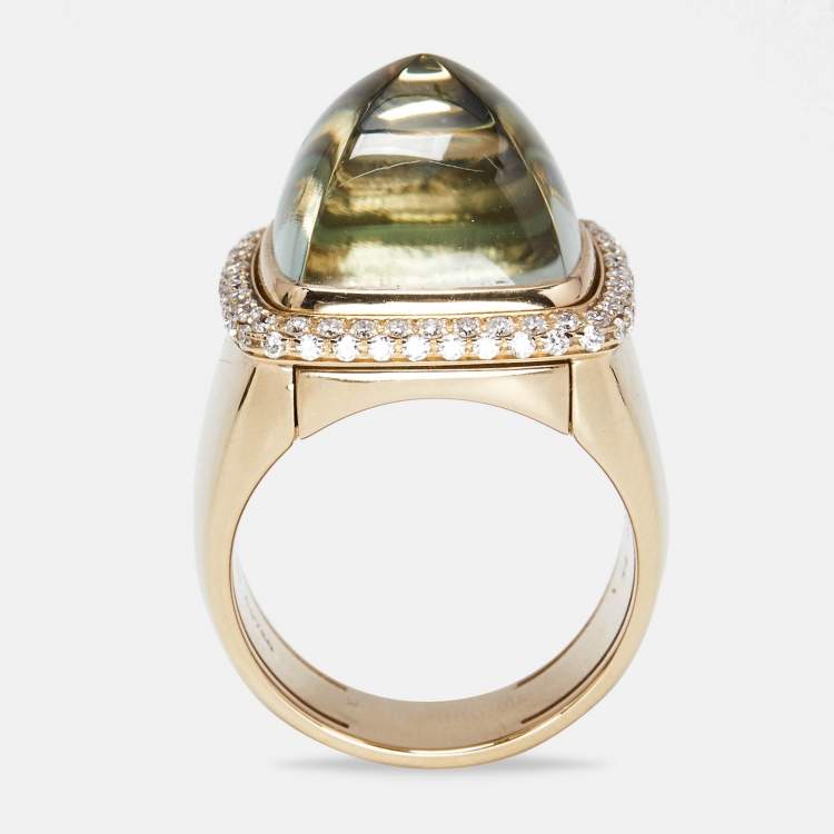 Pre Owned Fred Pain de Sucre Amethyst Diamond 18k Rose Gold Ring Size 54