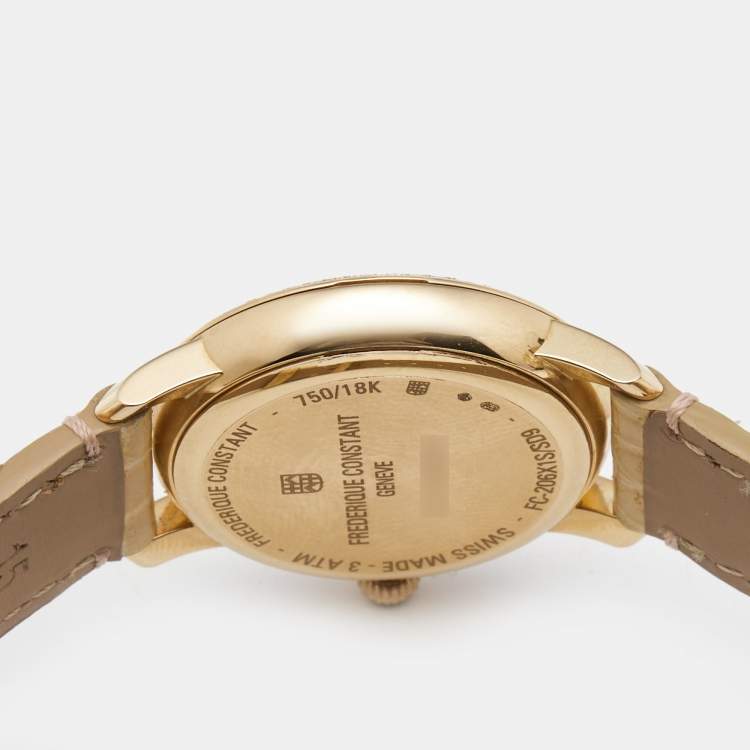 Pre Owned Frederique Constant White MOP Slimline Moonphase 18K Gold FC-206MPWD1SD9 Women's Wristwatch 30MM