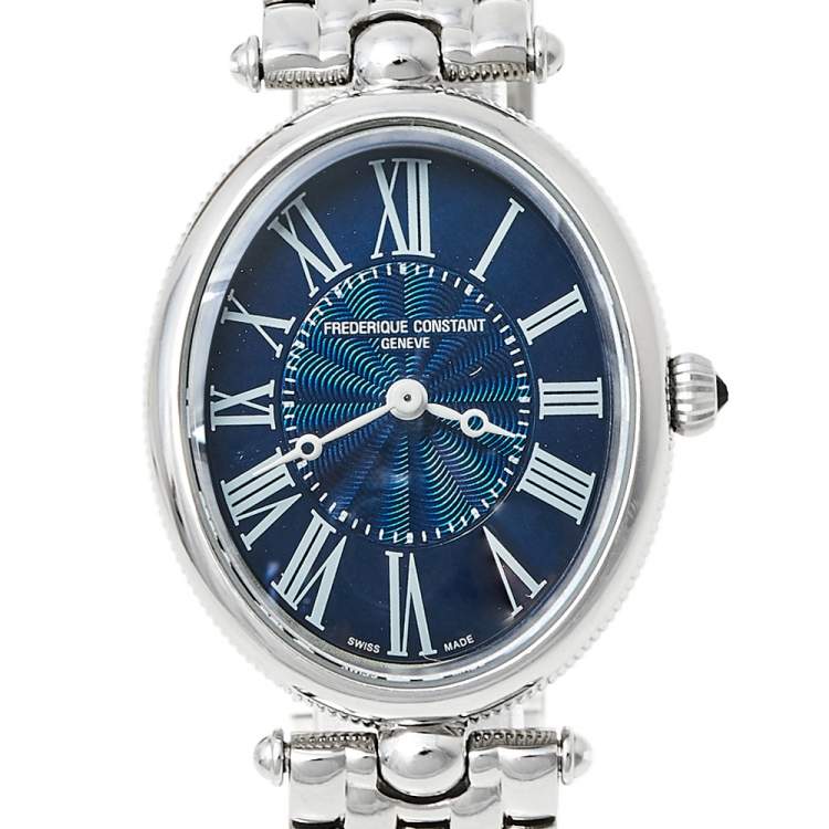 Pre Owned Frederique Constant Blue Stainless Steel Art Deco FC-200X2V Women's Wristwatch 25 mm