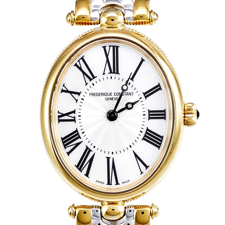 Pre Owned Frederique Constant Mother of Pearl Two Tone Stainless Steel Art Deco FC-200X2V Women's Wristwatch 26 mm