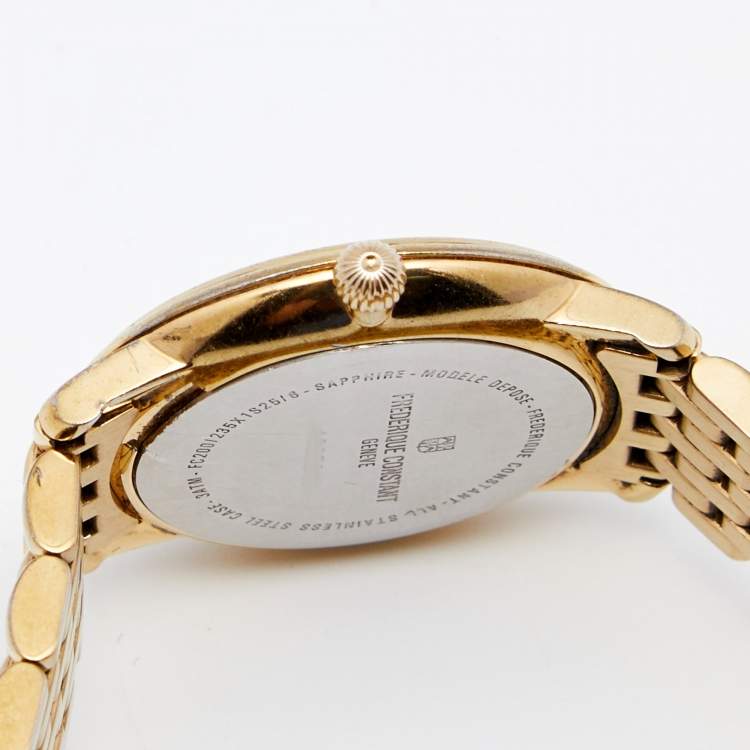 Pre Owned Frederique Constant Mother of Pearl Gold Plated Stainless Steel Slim Line FC200/235X1S25/6 Women's Wristwatch 28 mm