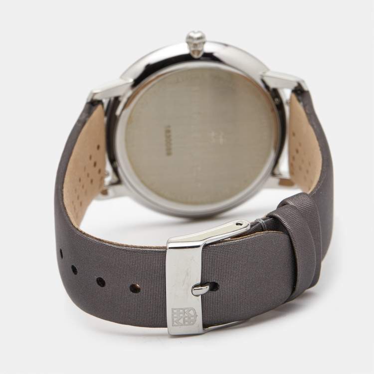 Pre Owned Frederique Constant Silver Stainless Steel Satin Diamond Slim Line FC-220M4SD36 Women's Wristwatch 37 mm