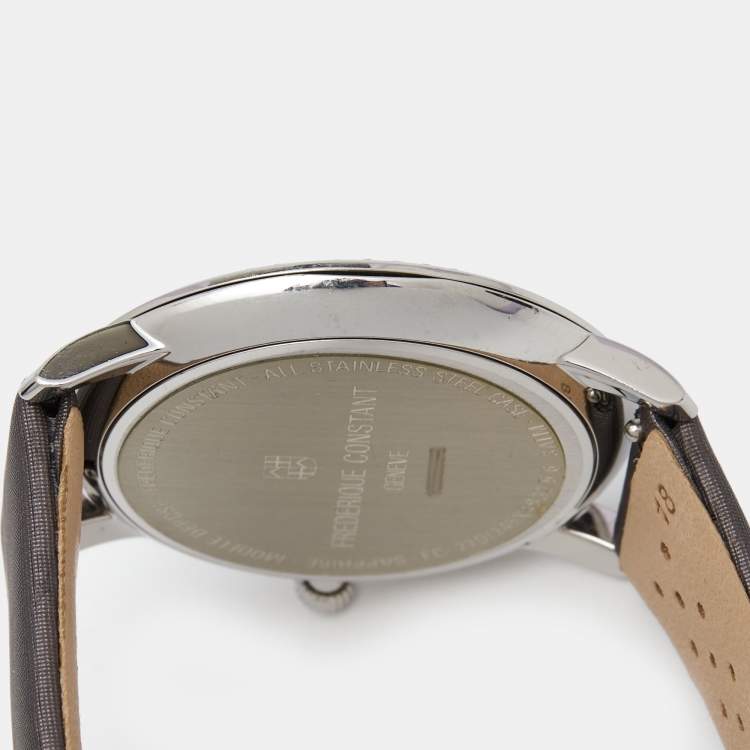 Pre Owned Frederique Constant Silver Stainless Steel Satin Diamond Slim Line FC-220M4SD36 Women's Wristwatch 37 mm