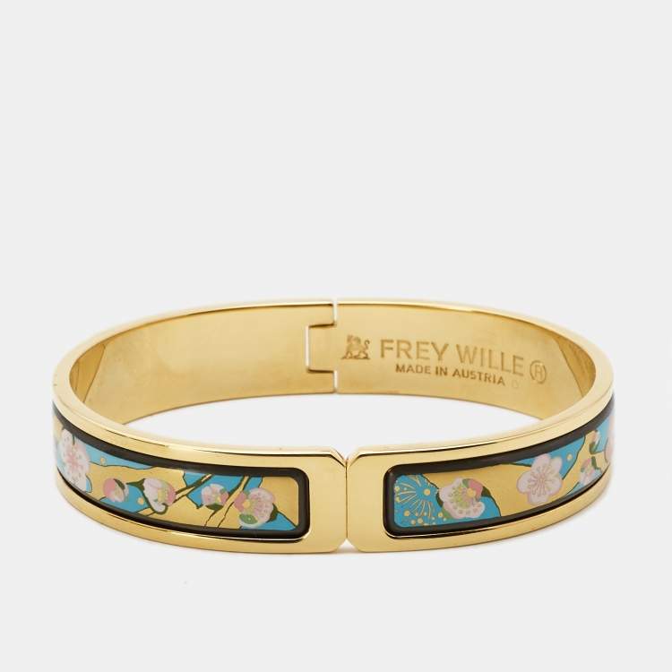 Pre Owned Frey Wille Fire Enamel Gold Tone Bracelet