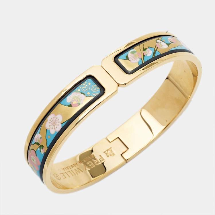 Pre Owned Frey Wille Fire Enamel Gold Tone Bracelet