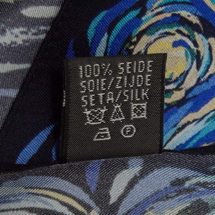 Pre Owned Frey Wille Blue Vincent van Gogh Silk Square Scarf
