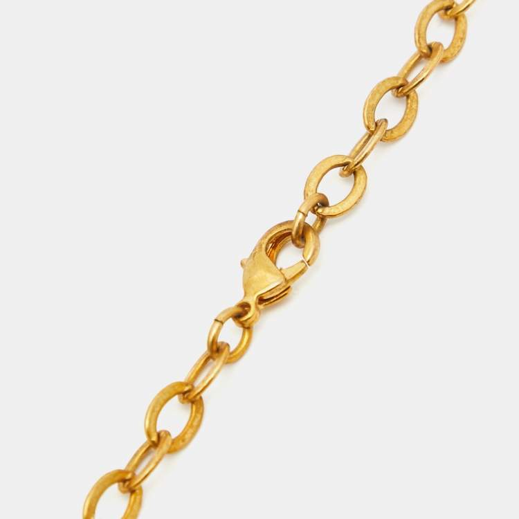 Pre Owned FreyWille Gustav Klimt Adele Bloch-Bauer Luna Piena Fire Enamel Gold Tone Pendant Necklace