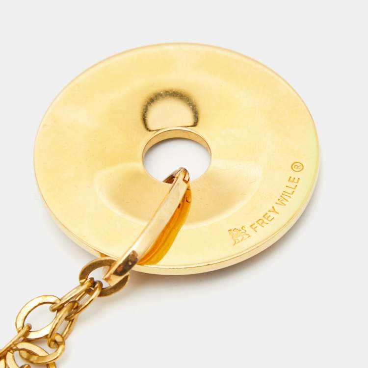Pre Owned FreyWille Gustav Klimt Adele Bloch-Bauer Luna Piena Fire Enamel Gold Tone Pendant Necklace