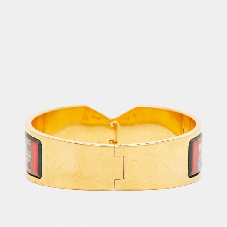 Pre Owned Frey Wille Fire Enamel Gold Plated Clasp Bracelet S