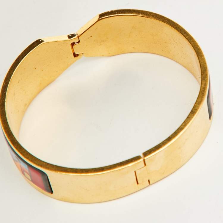 Pre Owned Frey Wille Fire Enamel Gold Plated Clasp Bracelet S