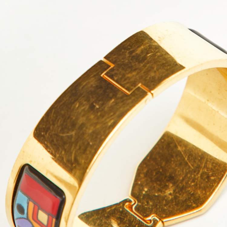 Pre Owned Frey Wille Fire Enamel Gold Plated Clasp Bracelet S