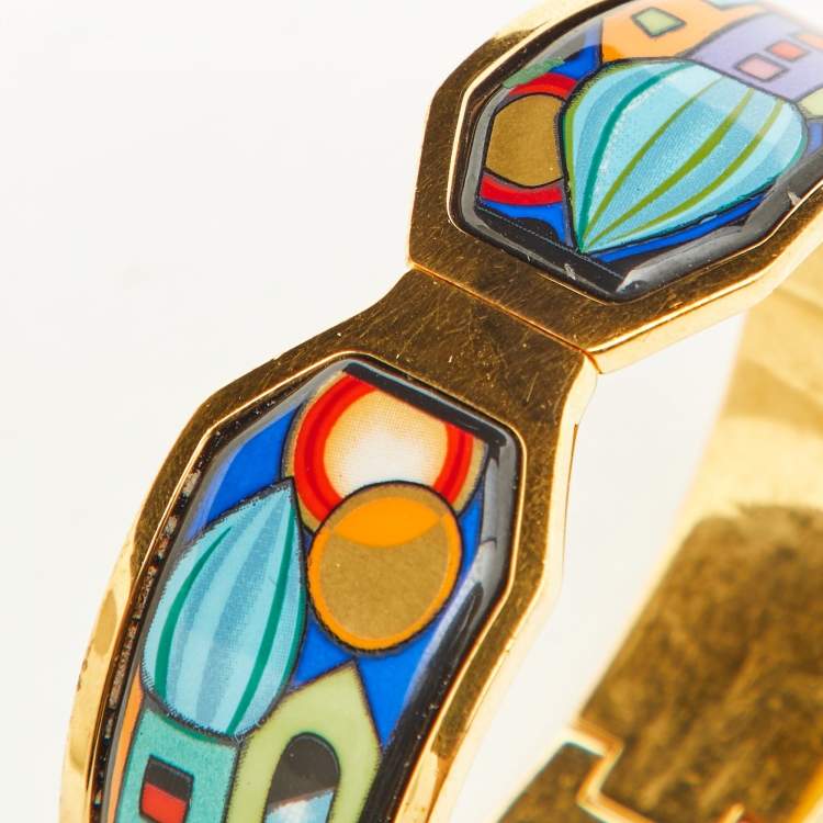 Pre Owned Frey Wille Fire Enamel Gold Plated Clasp Bracelet S