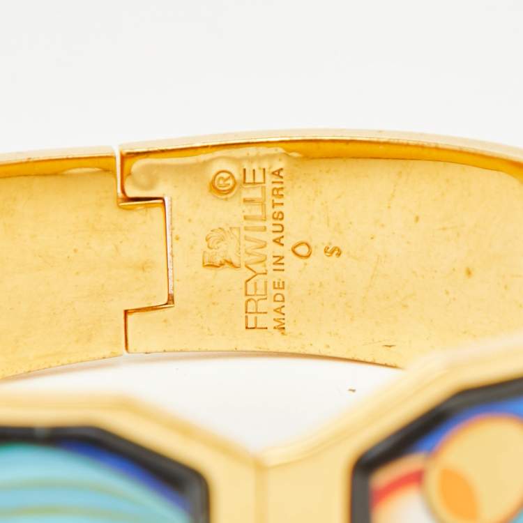 Pre Owned Frey Wille Fire Enamel Gold Plated Clasp Bracelet S