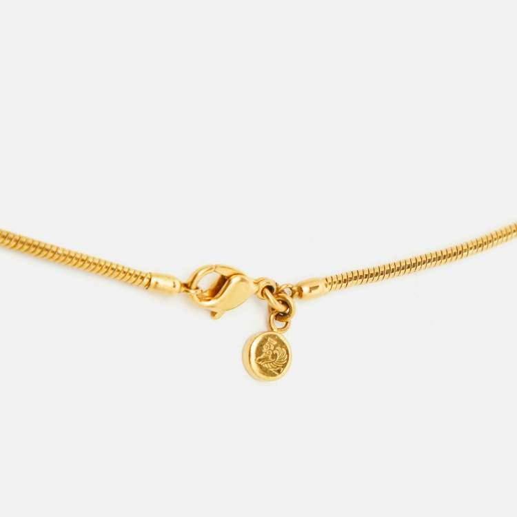 Pre Owned Frey Wille Flower Fire Enamel Gold Tone Pendant Necklace