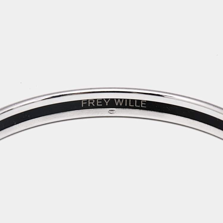 Pre Owned Frey Wille Purple Enamel Silver Tone Ultra Bangle Bracelet
