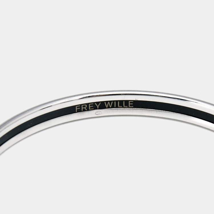 Pre Owned Frey Wille Red Enamel Silver Tone Ultra Bangle Bracelet