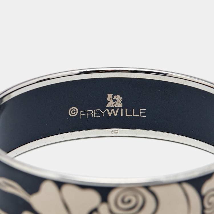 Pre Owned Frey Wille Fire Enamel Silver Tone Bangle Bracelet