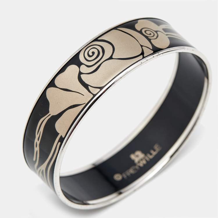 Pre Owned Frey Wille Fire Enamel Silver Tone Bangle Bracelet