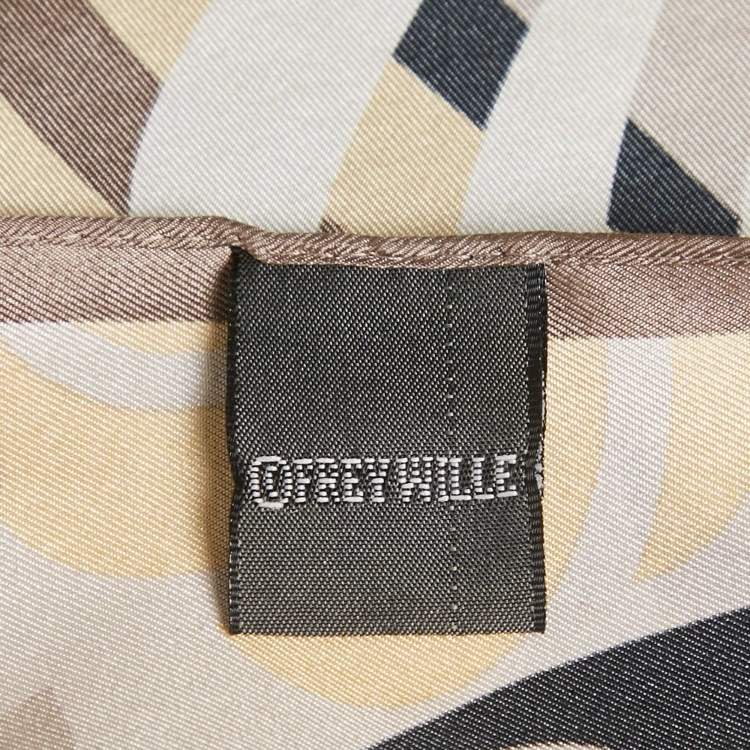 Pre Owned Frey Wille Grey Print Silk Square Scarf