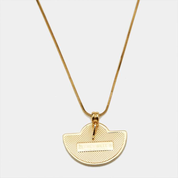 Pre Owned Frey Wille Fire Enamel Gold Tone Necklace