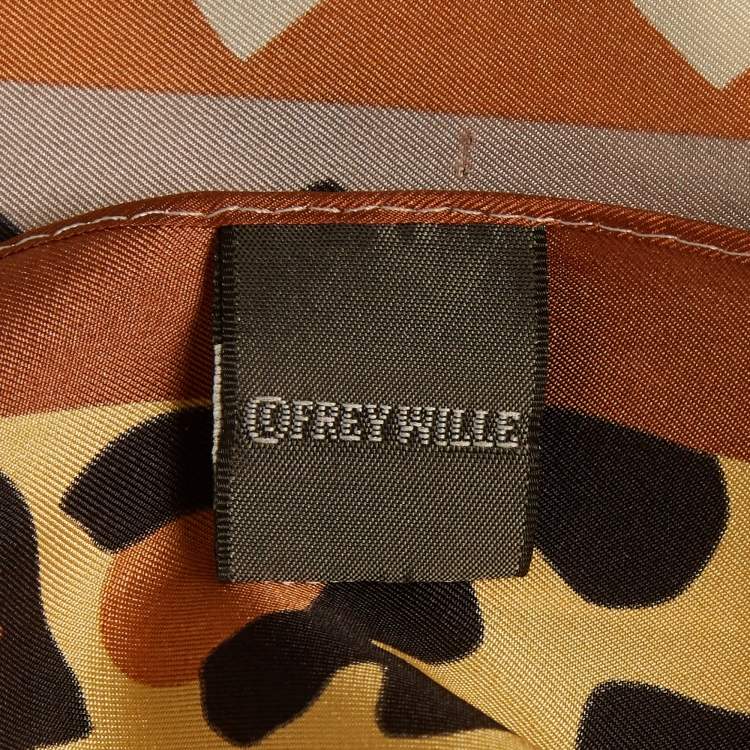 مملوكة مسبقًا Frey Wille Brown Print Silk Square Scarf