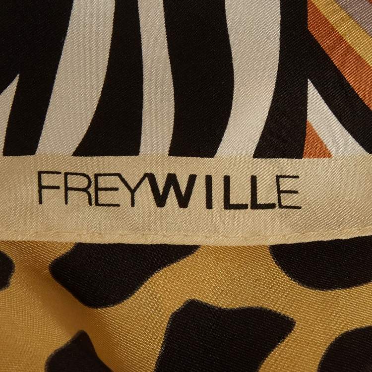 مملوكة مسبقًا Frey Wille Brown Print Silk Square Scarf