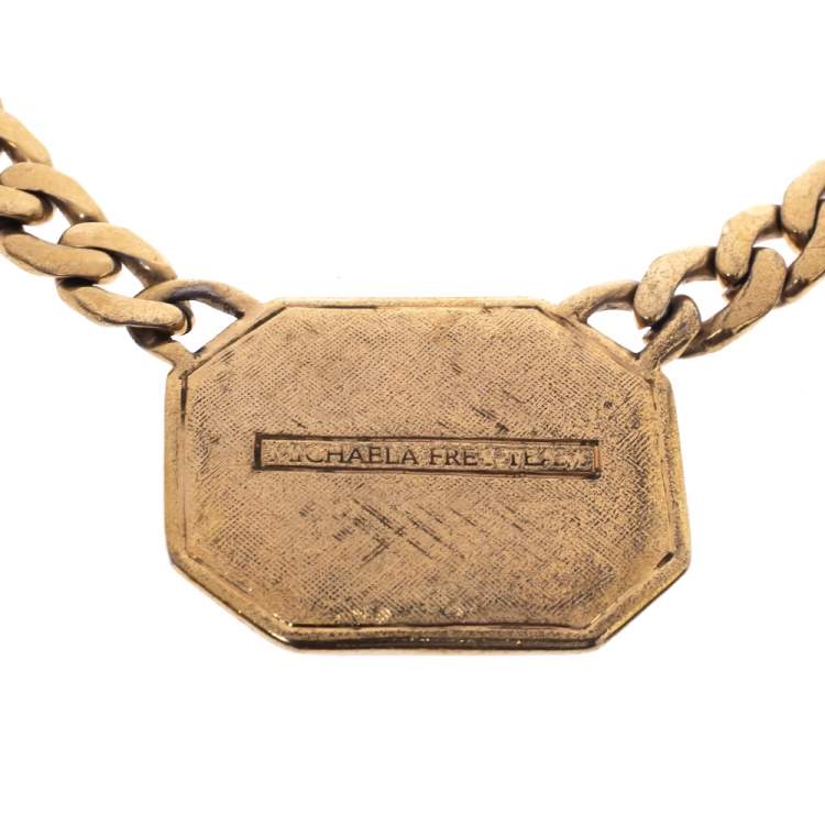 Pre Owned Frey Wille Vintage Multicolor Fire Enamel Chain Link Pendant Necklace