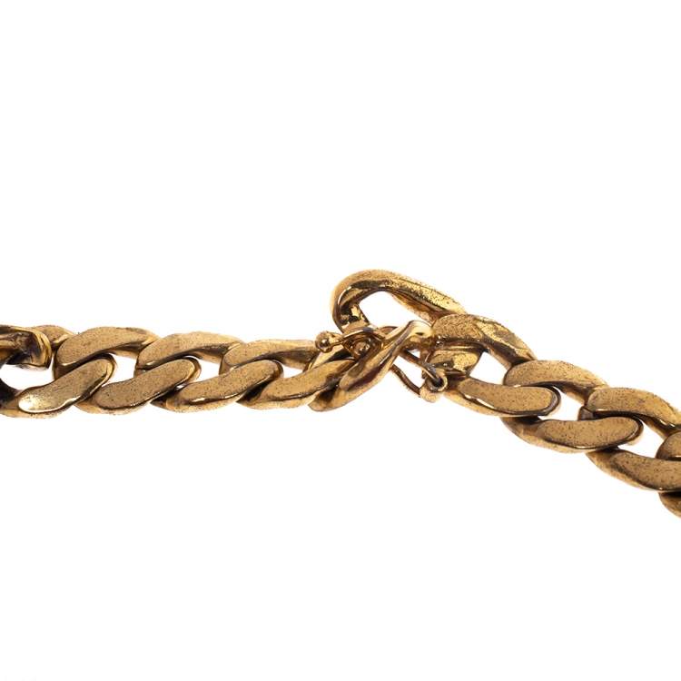 Pre Owned Frey Wille Vintage Multicolor Fire Enamel Chain Link Pendant Necklace